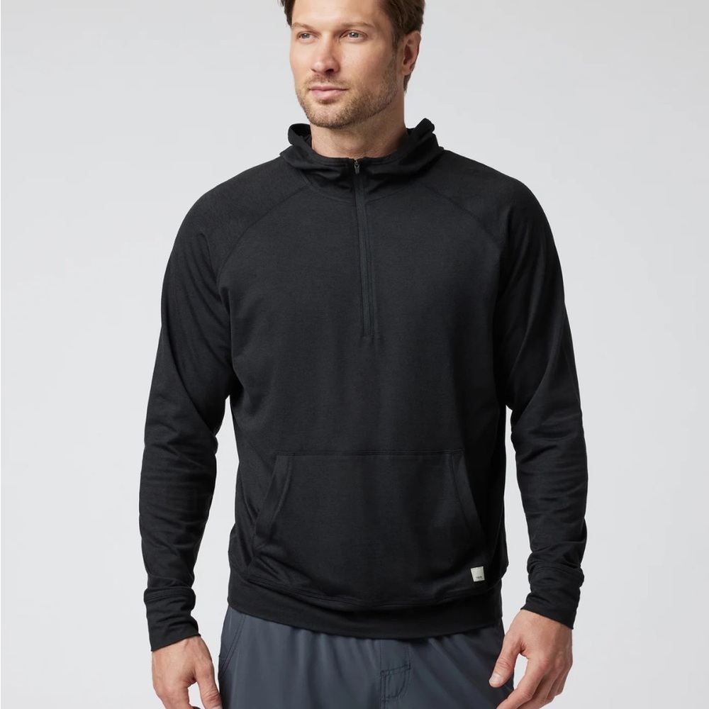 Vuori Black Heather Ponto Performance Half Zip Hoodie Sweatshirt Size XL